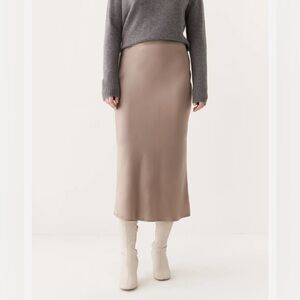 Frank & Oak midi satin skirt in champagne